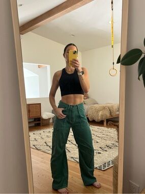 Lioness Green High-Waist Cargo Jeans